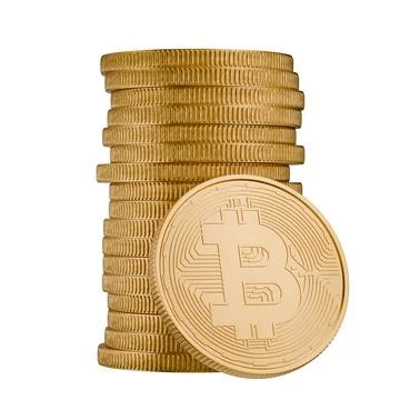 A stack of bitcoin coins isolated on a white background, on a transparent b.. イラスト素材