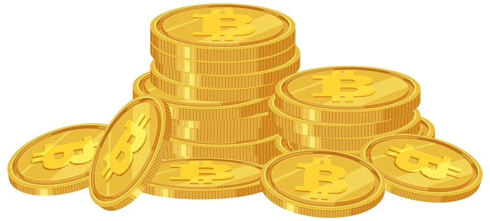 Stack of Bitcoin Cryptocurrency Coins Stock Illustration