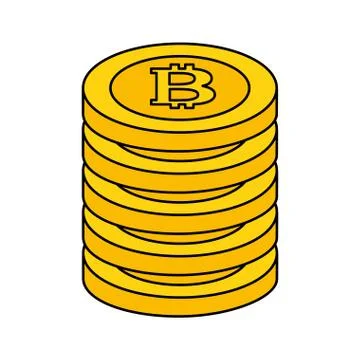 Stack bitcoin cryptocurrency on white background Stock Illustration