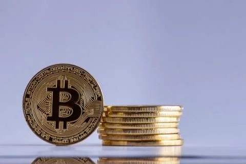 Stack of Bitcoin isolated on a white background Stock Photos