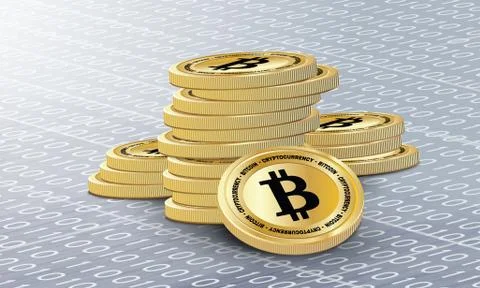 A stack of bitcoins Illustrazione stock