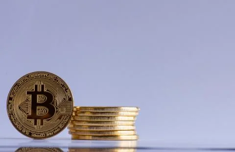 Stack of Bitcoins isolated on a white background Stock Photos
