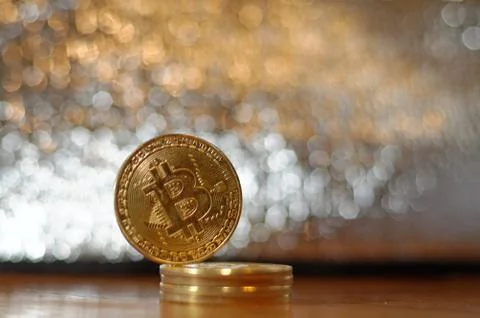 A Stack of Bitcoins 写真素材