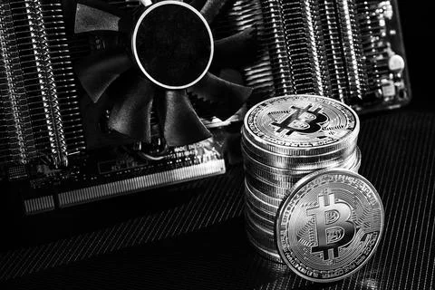 Stack of bitcoins Stock Photos