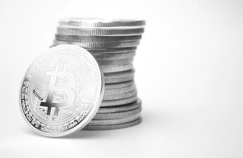 Stack of bitcoins Stock Photos