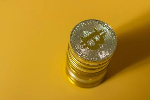 Stack of bitcoins Stock Photos