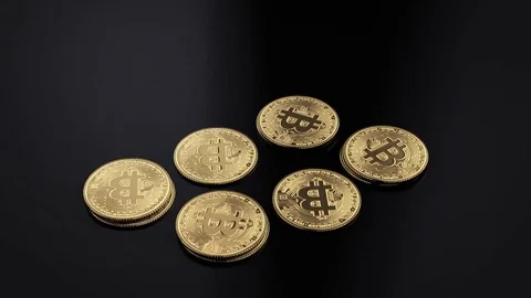 Stack of bitcoins stop motion 3d rendering loop Stock Footage 84730450