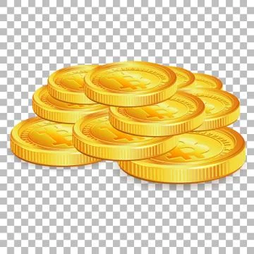 Stack Bitcoins on transparent background Stock Illustration