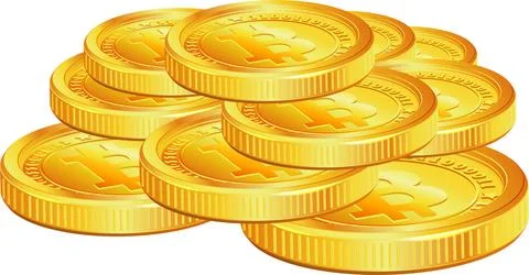 Stack Bitcoins on transparent background Stock Illustration