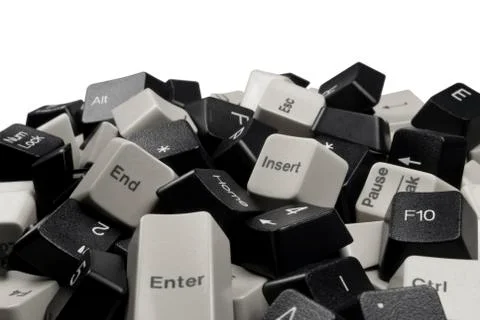 Stack of Black and White Computer Keyboard Keys Stock Photos