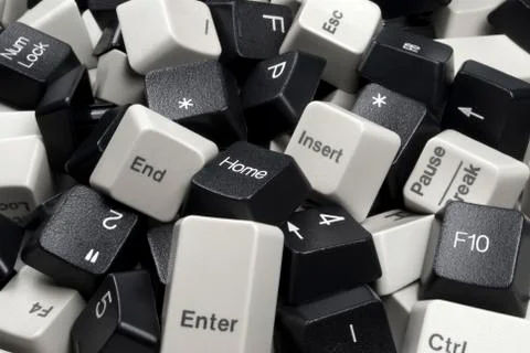 Stack of Black and White Computer Keyboard Keys Stock Photos