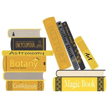 Stack of black and yellow books Stock Illustration