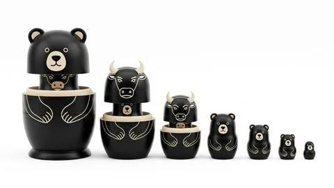 Stack of black animal nesting dolls Stock Illustration