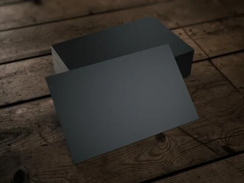 Stack of black business cards. 3d rendering Stock Photos