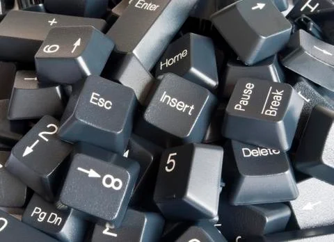 Stack of black computer keyboard keys Stock Photos