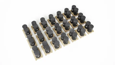 Stack of black metal barrels with an oil symbol. 動画素材 116042011