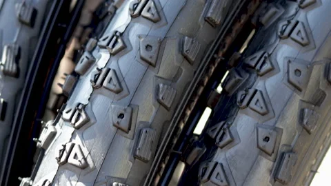 Stack of black replacement bike tires for sale Stock Footage 201522975