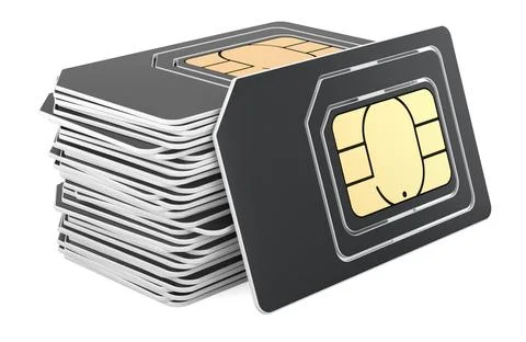 Stack of black SIM cards, 3D rendering イラスト素材