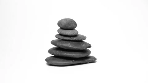 Stack of black stones camera pan is horizontal Stock Footage 188210967