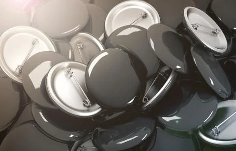 Stack of blank black button badges mockup, Illustrazione stock