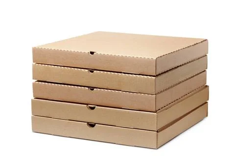 Stack of blank brown cardboard pizza boxes Stack of blank brown cardboard ... Stock Photos