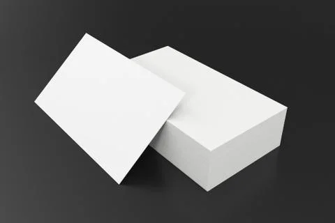 Stack of blank business card on black background. 3d rendering イラスト素材
