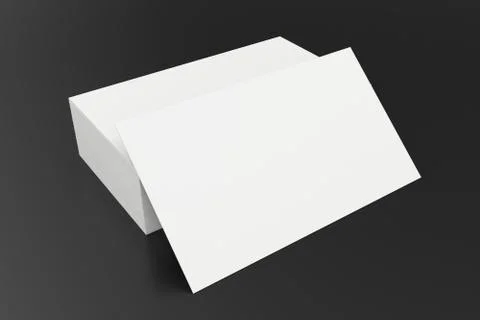 Stack of blank business card on black background. 3d rendering Stock Illustration