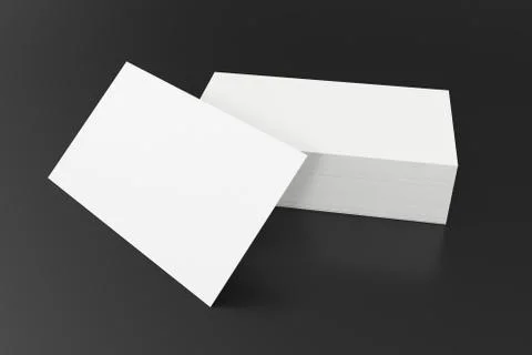 Stack of blank business card on black background. 3d rendering Stock Illustration