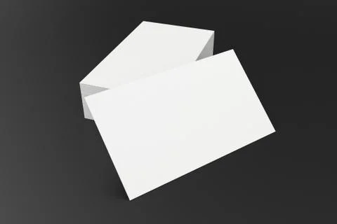 Stack of blank business card on black background. 3d rendering イラスト素材