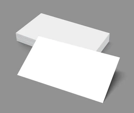 Stack of blank business card on gray background with shadows. Stock Illustration