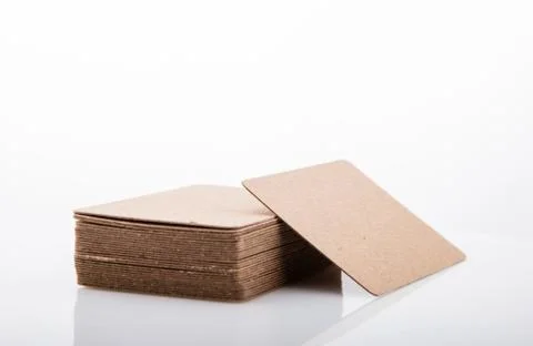 Stack of blank business card on white background. Stock Photos