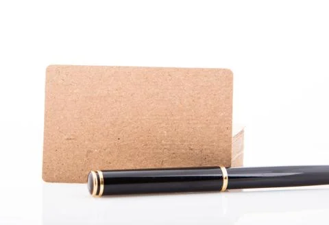 Stack of blank business card on white background. Stock Photos