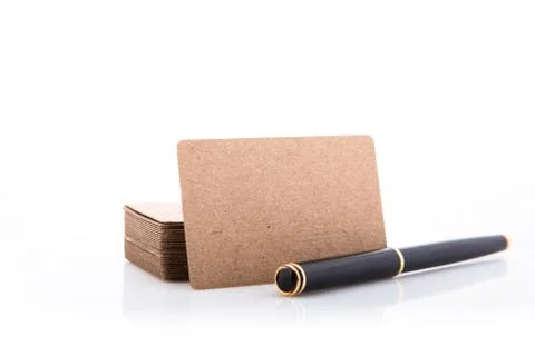 Stack of blank business card on white background. Stock Photos