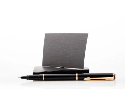 Stack of blank business card on white background. Stock Photos