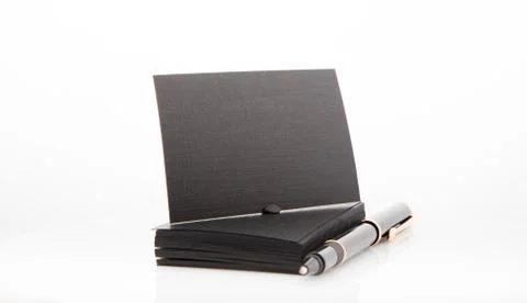 Stack of blank business card on white background. 스톡 사진