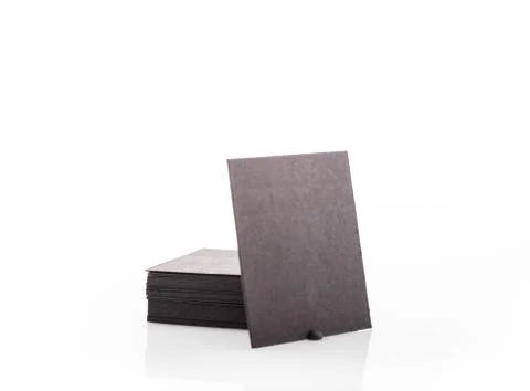 Stack of blank business card on white background. Stock Photos