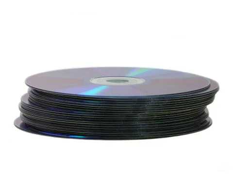 Stack of Blank DVD Discs Set Against a White Background Foto stock
