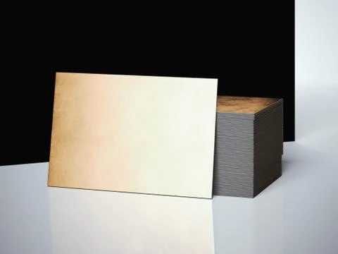 Stack of blank gold business cards. 3d rendering 库存插图