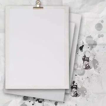 Stack of blank paper book on texture background Stock Illustration