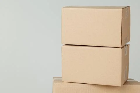 Stack of blank paper cardboard box mockup for branding, Packaging template Stock Photos