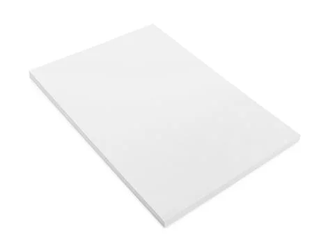 Stack of blank paper sheets for brochure isolated on white 스톡 사진