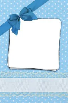 Stack of blank papers on blue polka dots background Stock Photos