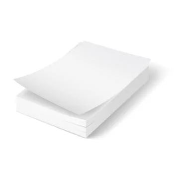 Stack of blank papers with first bent sheet on white background. Stock Illustration