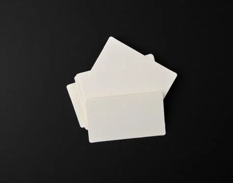 Stack of blank rectangular paper white business cards 스톡 사진