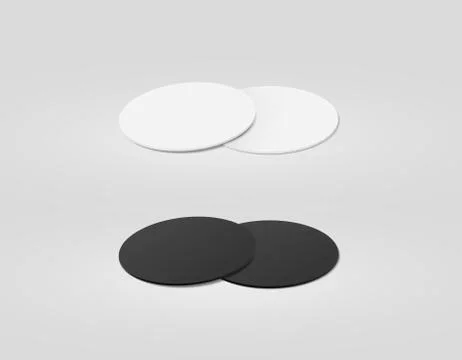 Stack of blank white and black textured beer coasters mockup, Stock Illustration