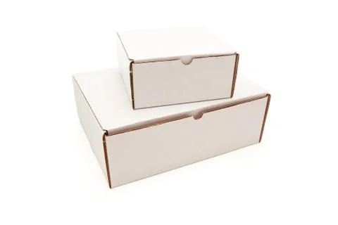 Stack of Blank White Cardboard Boxes Isolated on a White Background. Stock Photos