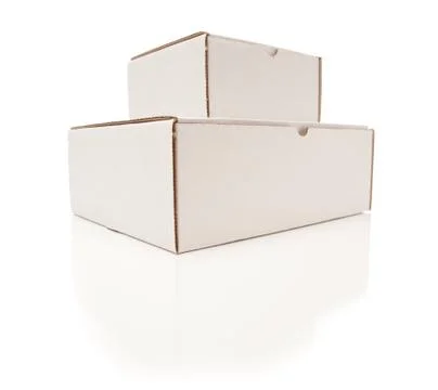 Stack of Blank White Cardboard Boxes Isolated on a White Background. Stock Photos