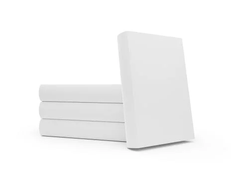Stack of blank white hardcover books template mock-up on white background Stock Illustration