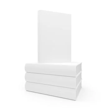 Stack of blank white hardcover books template mock-up on white background Stock Illustration
