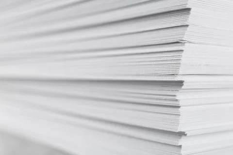 Stack of blank white paper as background, closeup Stock Photos